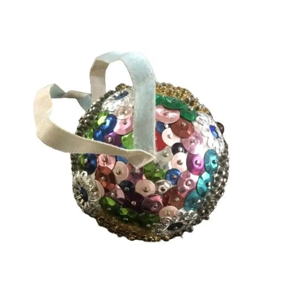 Vintage Push Pin Beaded Jewel Bead Sequin Christmas Tree Ornament Multi-Colored